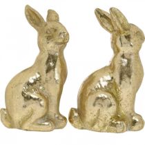 Artikel Deko Hase Gold sitzend, Hase zum Dekorieren, Osterhasenpaar, H16,5cm 2St