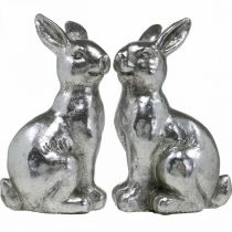 Artikel Deko Hase sitzend Osterdeko Silbern Vintage H17cm 2 St