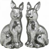 Artikel Deko Hase sitzend Osterdeko Silbern Vintage H13cm 2St