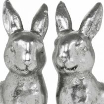 Artikel Deko Hase sitzend Osterdeko Silbern Vintage H13cm 2St