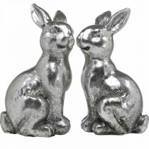 Artikel Dekofiguren Hase sitzend Polyresin 13 cm Silber 2 Stück