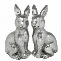 Artikel Deko Hase sitzend Osterdeko Silbern Vintage H13cm 2St