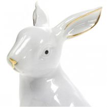 Artikel Keramik Hase Osterdekoration Weiß Gold 7,5 cm 4er-Set