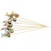 Artikel Dekorativer Blumenstecker Osterhasen aus Holz mit Schleife, 8 Stück