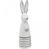 Keramik Hase Kegel Weiß Schwarz Herz Streifen H30cm