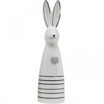 Artikel Keramik-Hase in Kegelform Weiß Schwarz mit Herzmotiv H30cm
