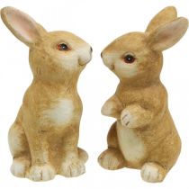 Artikel Hase sitzend, Keramikdeko, Ostern, Hasenpaar Braun H15cm 2er-Set