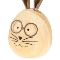 Artikel Hasen-Dekofigur aus Holz mit Metall-Ohren und Brille, 14 cm, 3er-Set