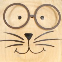 Artikel Hasen-Dekofigur aus Holz mit Metall-Ohren und Brille, 14 cm, 3er-Set