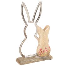 Artikel Hasenmutter mit Kind Hasen Deko Natur Silber 26,5cm