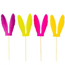 Artikel Hasenohren Blumenstecker 31cm beflockt Kunststoff bunt 4er-Set