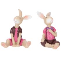 Artikel Osterhasen-Figuren aus Kunstharz 9cm Rosa-Braun 4er-Set