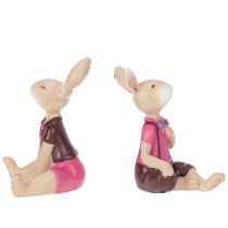 Artikel Osterhasen-Figuren aus Kunstharz 9cm Rosa-Braun 4er-Set