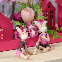 Artikel Osterhasen-Figuren aus Kunstharz 9cm Rosa-Braun 4er-Set