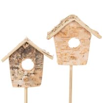 Artikel Deko-Vogelhaus aus Birke 5 cm mit Stab 4er-Set
