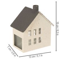 Artikel Lichthaus aus Metall Hausform Windlicht 16 cm Grau Beige