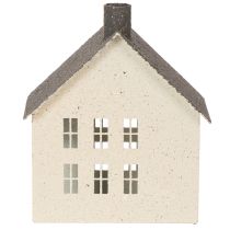 Artikel Lichthaus aus Metall Hausform Windlicht 16 cm Grau Beige