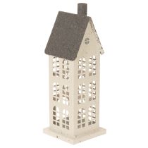 Artikel Dekohaus aus Metall mit Fenstern und Kamin 28 cm beige-grau