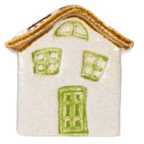 Artikel Keramikhaus 11 cm Naturweiß Grün Braun Pflanztopf Tischdeko