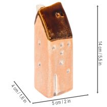 Artikel Dekohaus Set aus Keramik 14 cm mit Fenstern in warmen Farben, 3 Stück