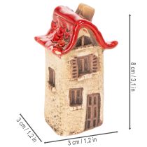 Artikel Keramik-Dekohäuser Mini-Set 8cm Rot-Beige 2-teilig