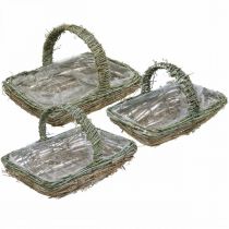Korb zum Bepflanzen, Blumenkorb, Rebenzweige Shabby-Chic L42cm/34cm/28cm 3er-Set