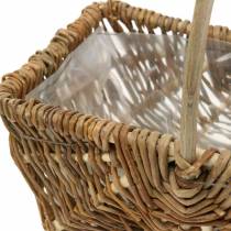 Artikel Rechteckige Henkelkörbe aus Weide naturfarben mit Kunststofffolie 34×26/29×20/24×15cm 3er-Set