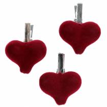 Artikel Deko Herz mit Klammer Rot 3cm  8 St