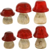 Herbstdeko Deko Pilze aus Holz Rot Holzpilze H5-7cm 6St
