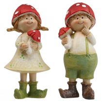 Herbstkinder Dekofiguren Junge und Mädchen Pilzkinder 2St