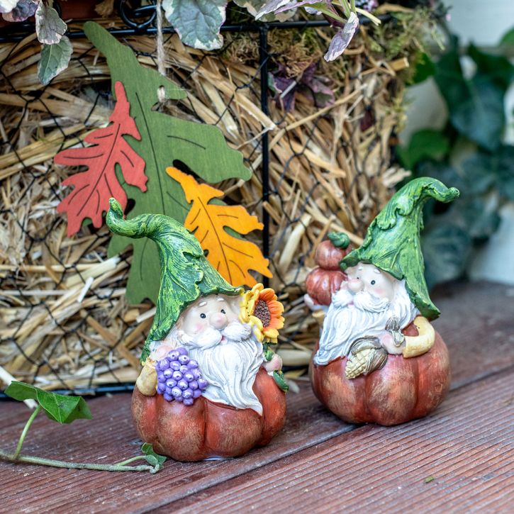 Herbstwichtel Kürbis Deko Wichtel Figur Sortiert H11,5cm 2St