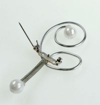 Artikel Hochzeitsanstecker aus Metall mit Kunststoffperlen, Silber, 8cm, 24 Stück