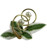 Hochzeitsanstecker mit Perlen, Gold 8cm 24St
