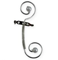 Artikel Hochzeitsanstecker aus Metall mit Kunststoffperlen, Silber, 8cm, 24 Stück