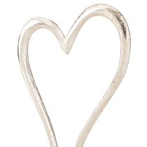 Artikel Herz Deko Metall Holz Sockel Natur Silber H15,5cm 3 St