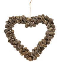 Artikel Herz Dekoration aus künstlichen Erlenzapfen Weiß gewaschen