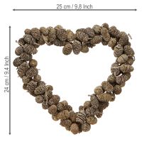 Artikel Herz Dekoration aus künstlichen Erlenzapfen Weiß gewaschen