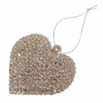 Artikel Glitterherz zum Hängen Champagner 6cm x 6,5cm 12 St