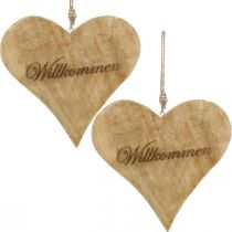 Herz aus Holz, Willkommen Schild, Dekoherz zum Hängen H24cm 2St