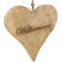 Artikel Herz aus Holz, Willkommen Schild, Dekoherz zum Hängen H24cm 2St