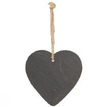 Artikel Herz aus Schiefer 10 cm Schwarz mit Jutekordel 6er-Set