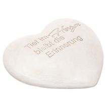 Artikel Herz Gedenkstein aus Polyresin 17cm in Grauton mit Spruch