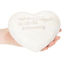 Artikel Herz Gedenkstein aus Polyresin 17cm in Grauton mit Spruch