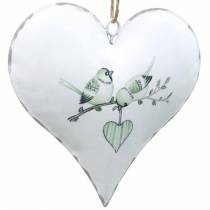 Dekohänger Herz mit Vogelmotiv, Herz-Deko zum Valentinstag, Metallanhänger Herzform 4St
