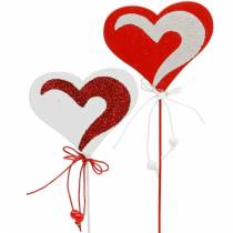 Artikel Herz am Stab Rot, Weiß Dekoherz Dekostecker Valentinstag 16 St