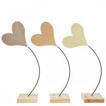 Artikel Tischdeko Herzen Hochzeit, Herz Deko Metall Beige/Orange/Gelb H40cm 3St