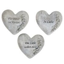 Herzen mit Spruch Grau 13cm x 12cm 3St