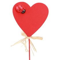 Artikel Herzstecker Holz Rot Deko Herzen mit Marienkäfer 6cm 16 St
