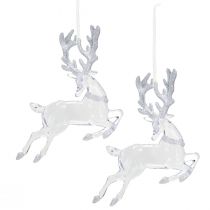 Artikel Hirsch-Deko aus Kunststoff Klar und Silber 19x21cm 2 Stück Weihnachtsschmuck