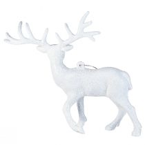 Artikel Hirsch-Deko Anhänger Weiß Glitzer H13,5cm 3er-Set Weihnachtsdeko